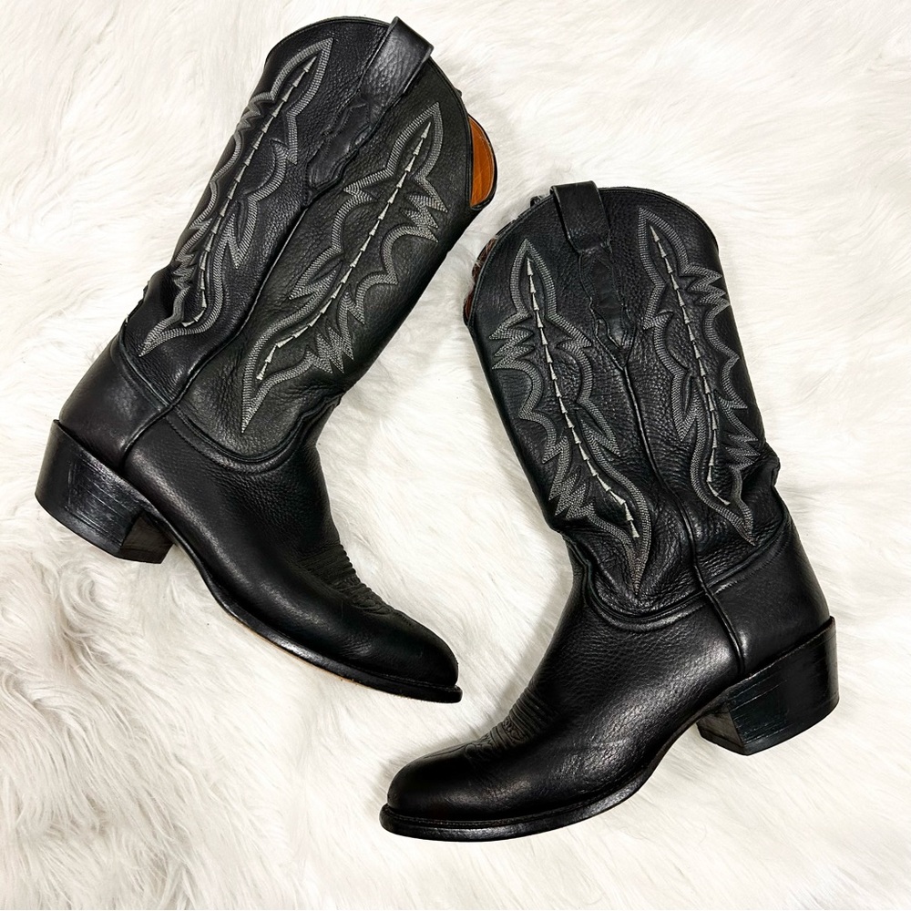 Lucchese Black Leather Western Boots